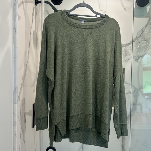 Aerie Oversized Green Heathered Pullover Crewneck Sweatshirt Women's Size S - Picture 2 of 11